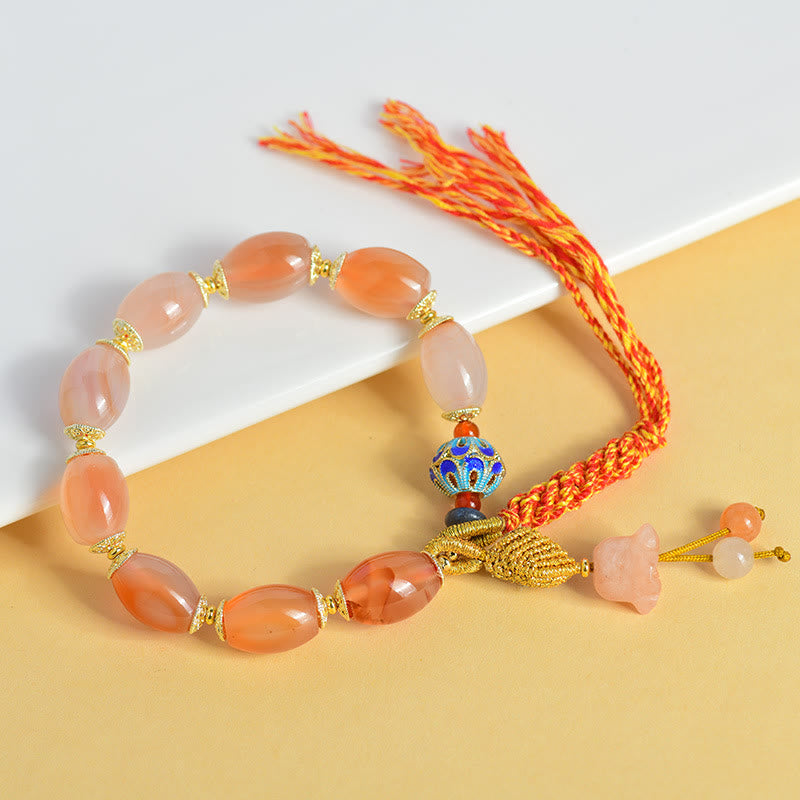 Pulsera de confianza y fuerza con ágata de jade blanco tibetano y Buddha Stones