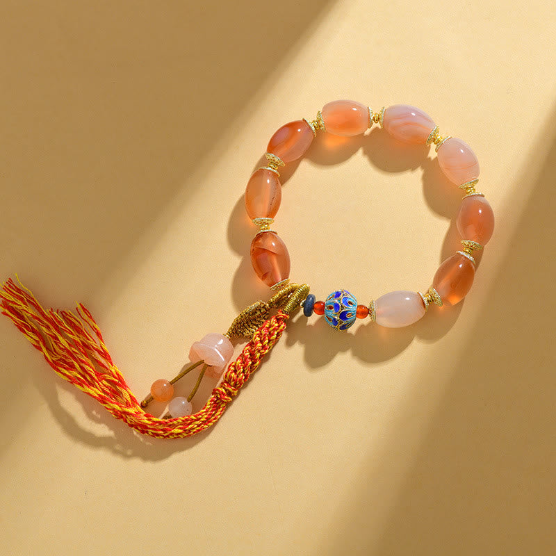 Pulsera de confianza y fuerza con ágata de jade blanco tibetano y Buddha Stones