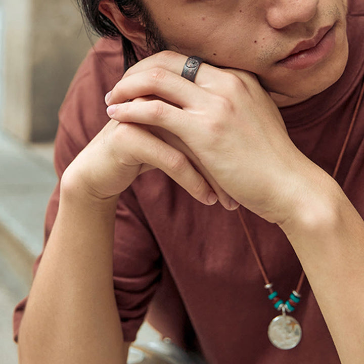 Anillo de protección ajustable de cobre y plata de ley 999 retro con Buddha Stones - image 10