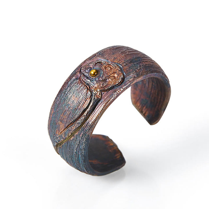 Anillo de protección ajustable de cobre y plata de ley 999 retro con Buddha Stones - image 2