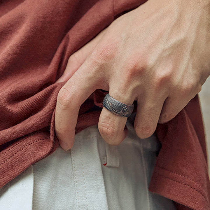 Anillo de protección ajustable de cobre y plata de ley 999 retro con Buddha Stones - image 11