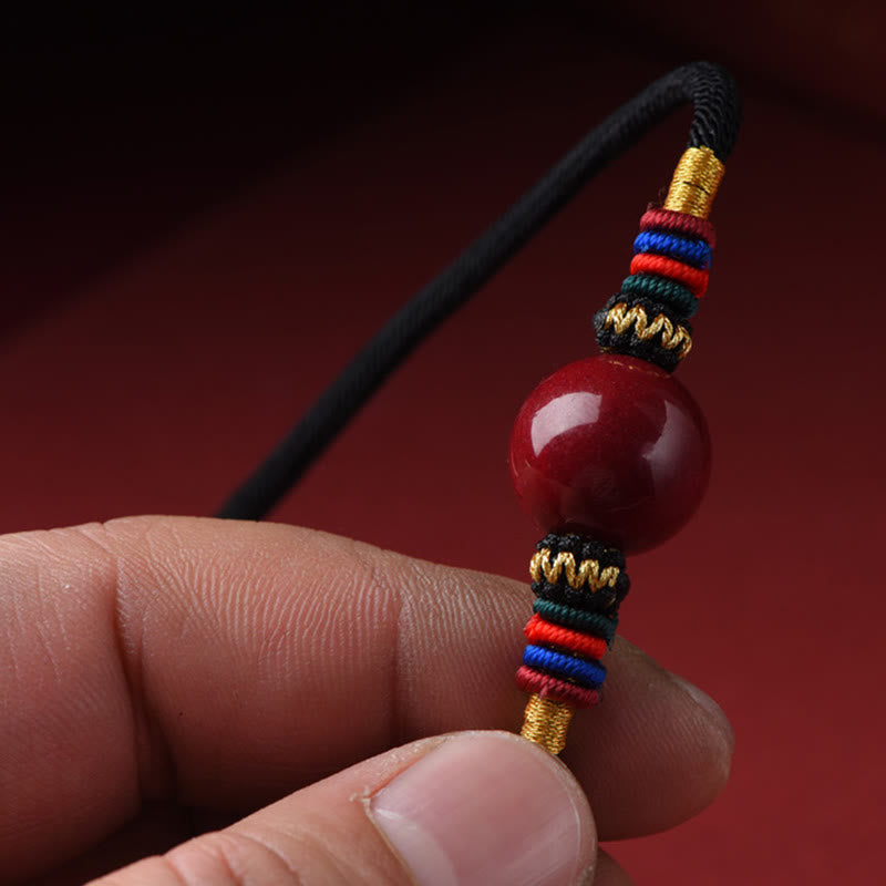 Collar con Buddha Stones con cuentas de cinabrio y suerte que alejan a los malos espíritus