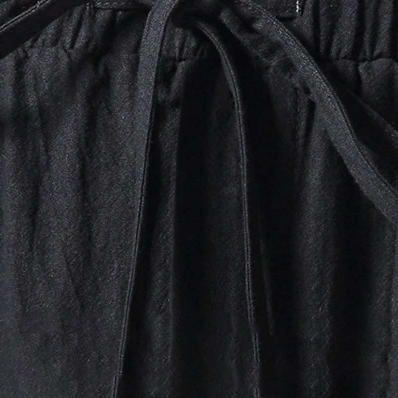 Pantalones harén con cordón y bolsillos para hombre con diseño bordado de grulla blanca y Buddha Stones - image 11