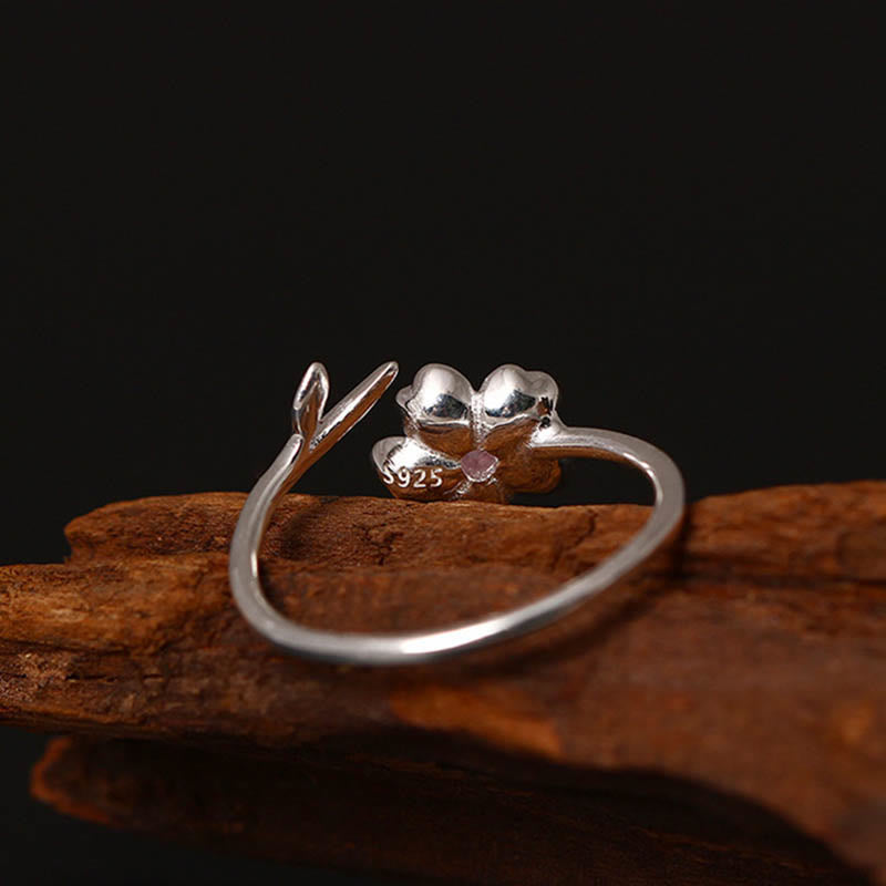 Anillo ajustable con bendición de flor de cerezo y sakura en plata de ley 925 con Buddha Stones - image 2