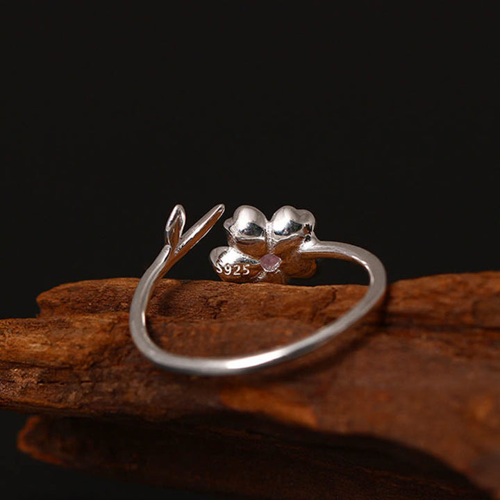 Anillo ajustable con bendición de flor de cerezo y sakura en plata de ley 925 con Buddha Stones - image 2