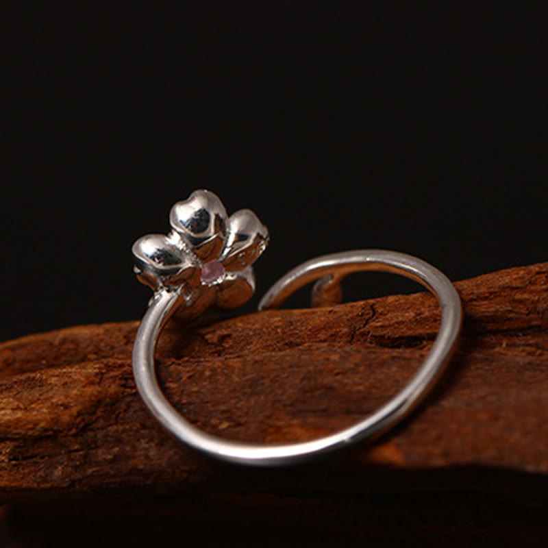 Anillo ajustable con bendición de flor de cerezo y sakura en plata de ley 925 con Buddha Stones - image 4