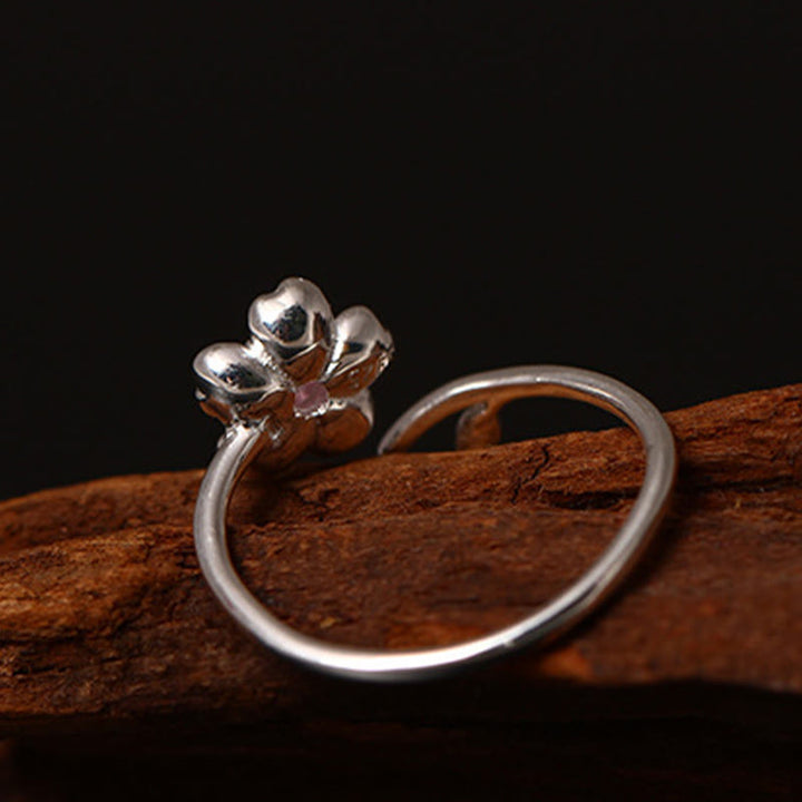 Anillo ajustable con bendición de flor de cerezo y sakura en plata de ley 925 con Buddha Stones - image 4