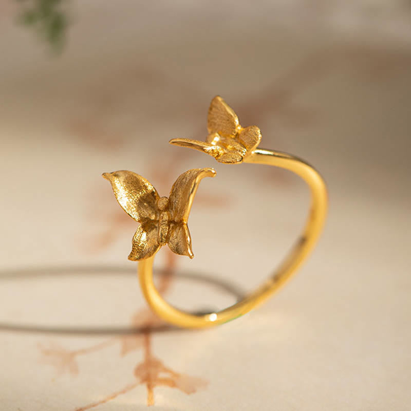 Anillo de mariposa con Buddha Stones en plata de ley 925 - Dorado - image 3