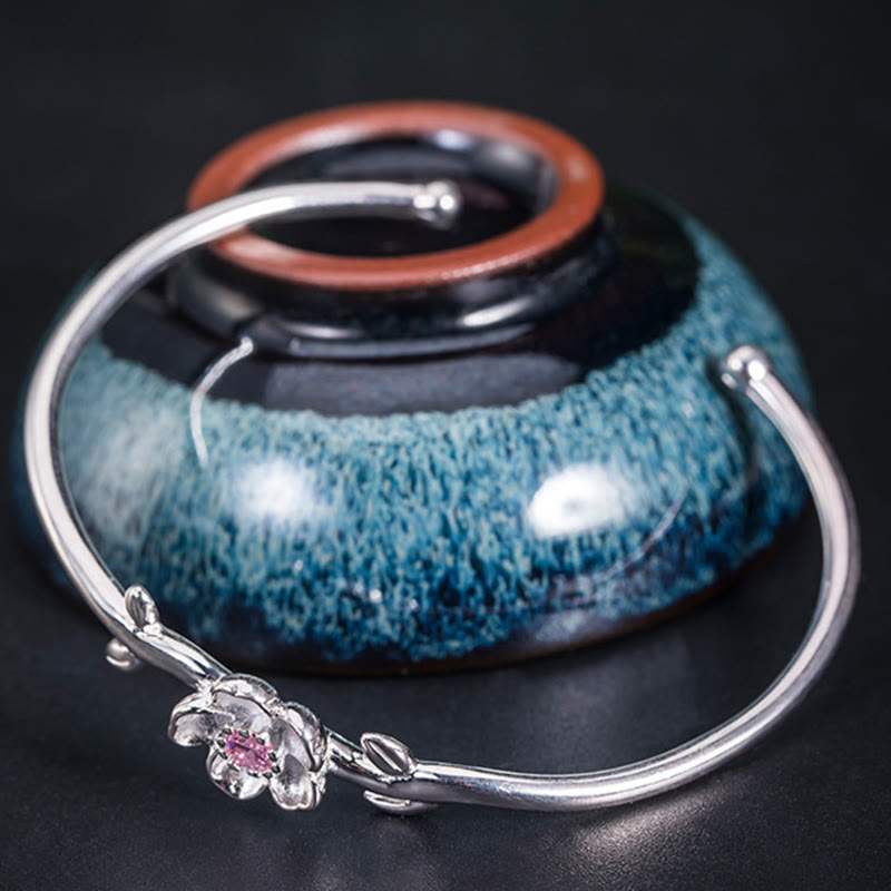 Pulsera de plata de ley 925 con Buddha Stones y flor de cerezo - image 7