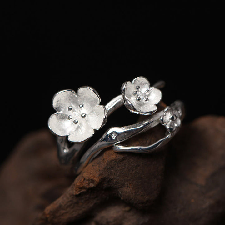 Anillo de equilibrio con seno ciruela y Buddha Stones en plata de ley 925 - estambres plateados - image 2