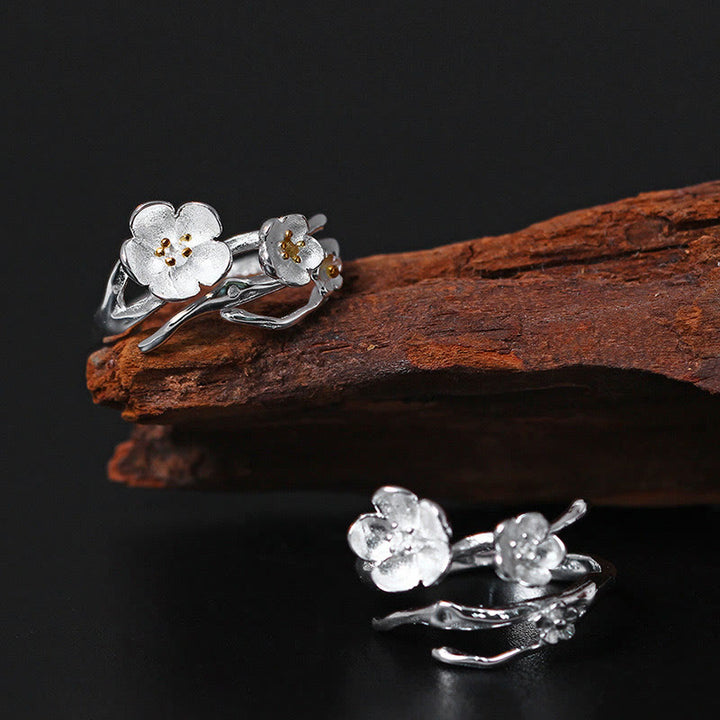 Anillo de equilibrio con seno ciruela y Buddha Stones en plata de ley 925 - image 1