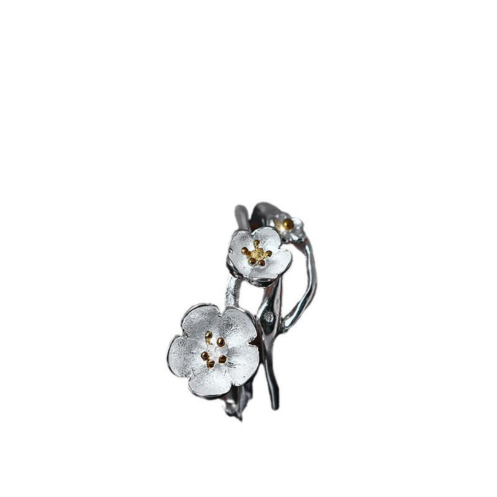Anillo de equilibrio con seno ciruela y Buddha Stones en plata de ley 925