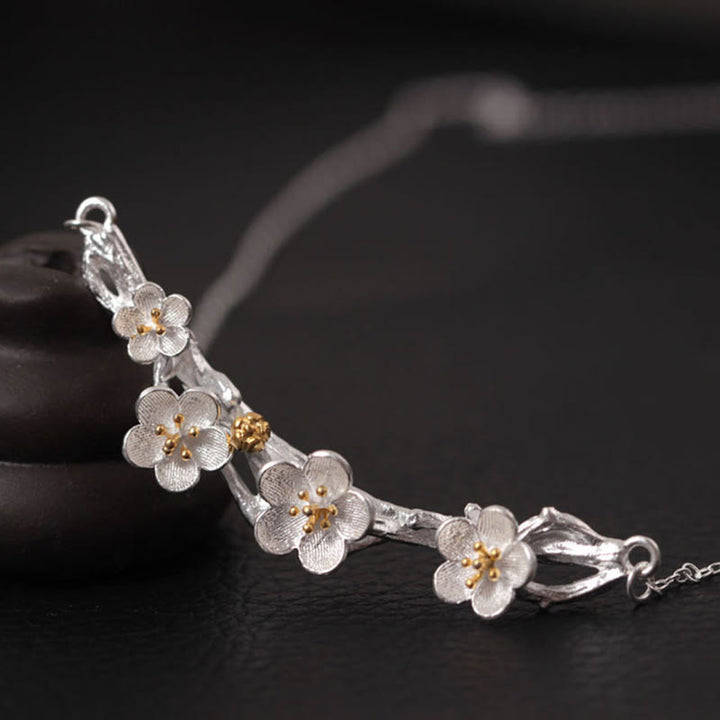 Collar con colgante de Buddha Stones en plata de ley 925 con protección de seno de ciruela - Pecho de ciruela de plata de ley 925. - image 0