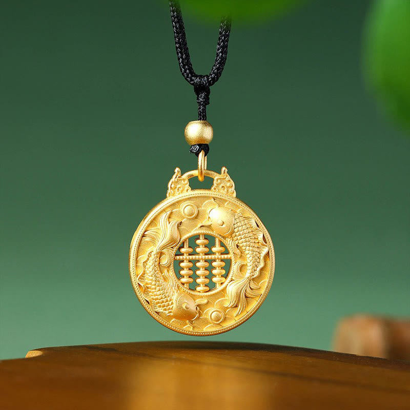 Collar con colgante de pez koi de cobre bañado en oro y Buddha Stones - Pez koi - image 1