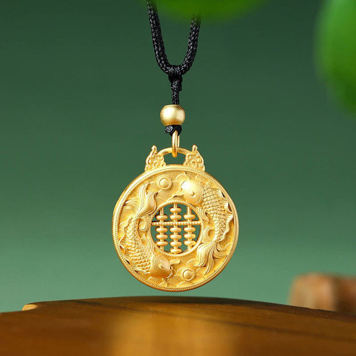 Collar con colgante de pez koi de cobre bañado en oro y Buddha Stones - Pez koi - image 1