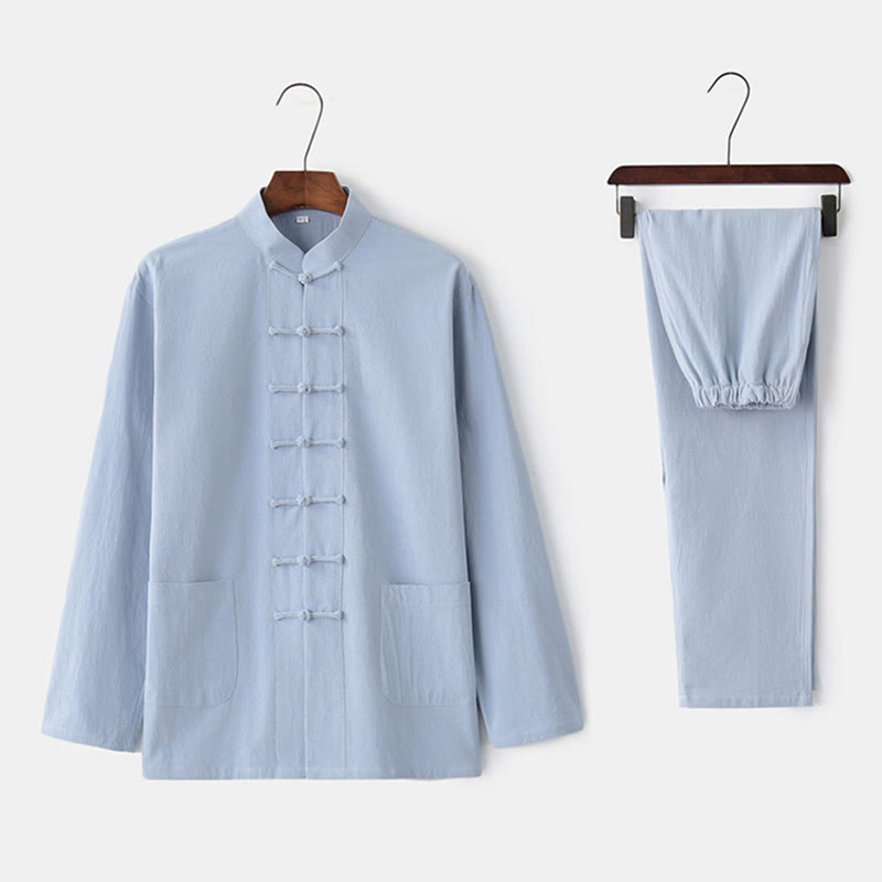 Camisa de manga larga con Buddha Stones para hombre - Azul cielo claro - US/UK/AU44, EU54 (4XL) - image 7