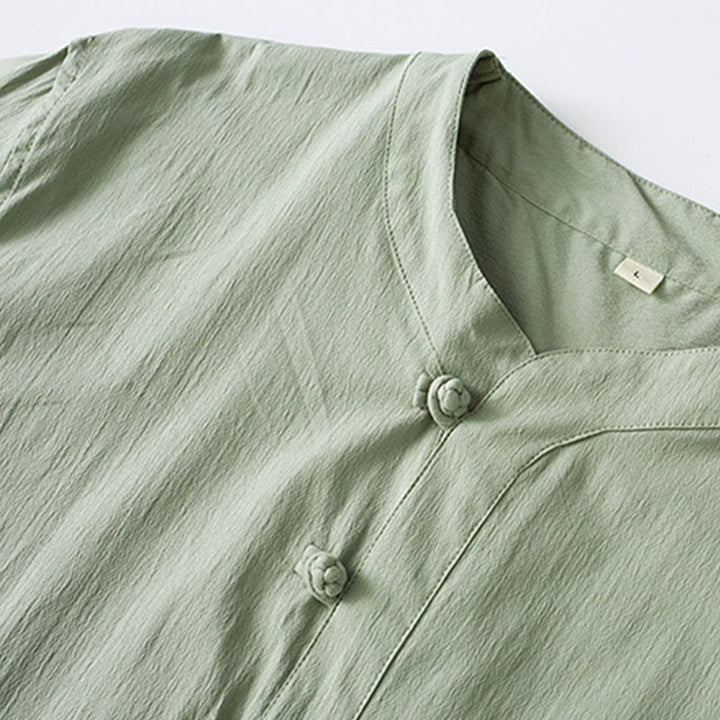 Camisa de manga tres cuartos con botones de rana y Buddha Stones para hombre - image 12