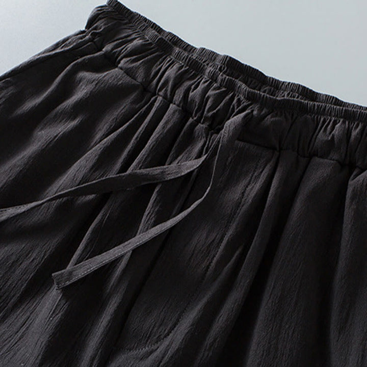 Pantalones de camisa de manga tres cuartos con botones de rana y Buddha Stones para hombre