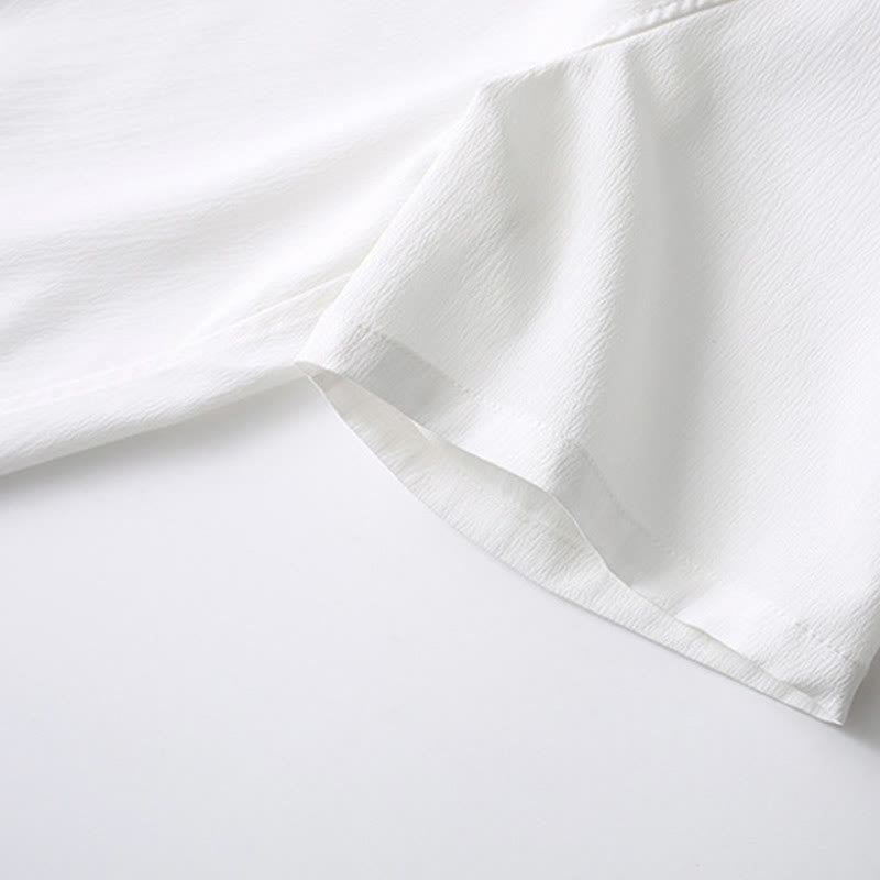 Camisa de manga corta con botones de rana y piedras de Buddha Stones Tang, pantalones de pierna ancha, traje para hombre