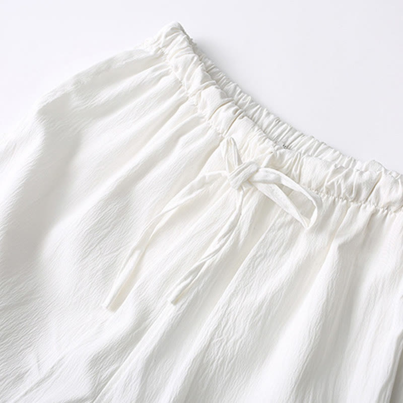 Camisa de manga corta con botones de rana y piedras de Buddha Stones Tang, pantalones de pierna ancha, traje para hombre