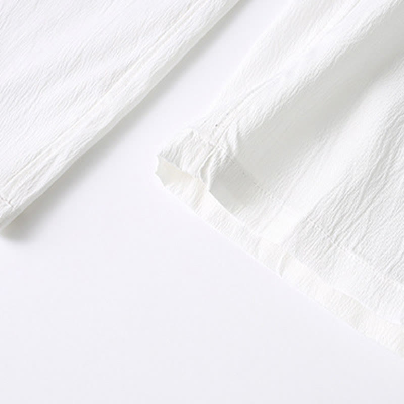 Camisa de manga corta con botones de rana y piedras de Buddha Stones Tang, pantalones de pierna ancha, traje para hombre