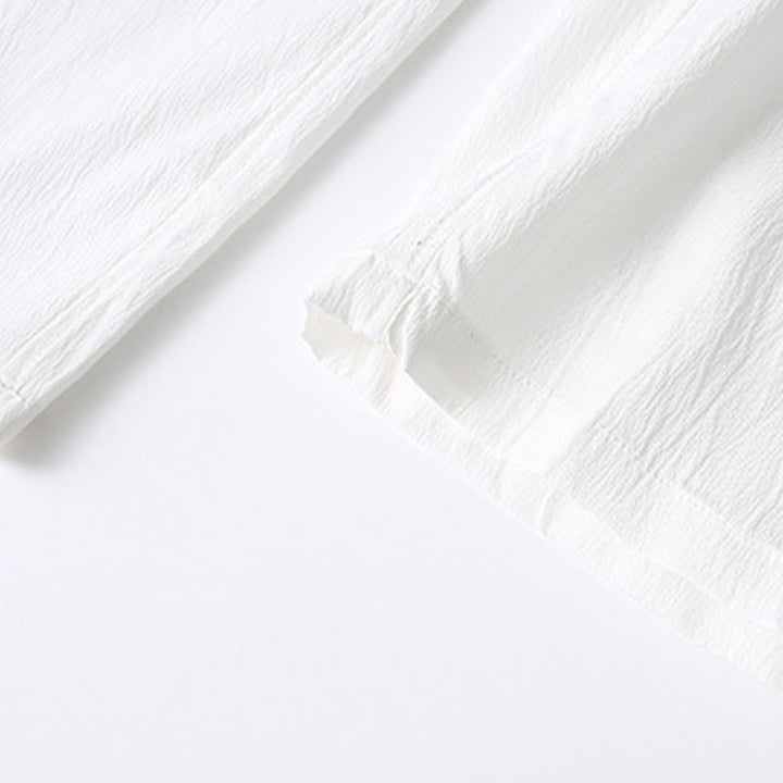 Camisa de manga corta con botones de rana y piedras de Buddha Stones Tang, pantalones de pierna ancha, traje para hombre