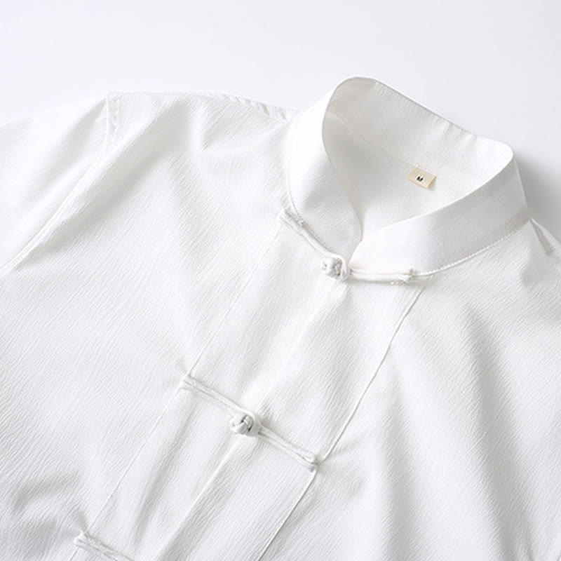 Camisa de manga corta con botones de rana y piedras de Buddha Stones Tang, pantalones de pierna ancha, traje para hombre