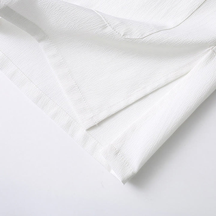 Camisa de manga corta con botones de rana y piedras de Buddha Stones Tang, pantalones de pierna ancha, traje para hombre