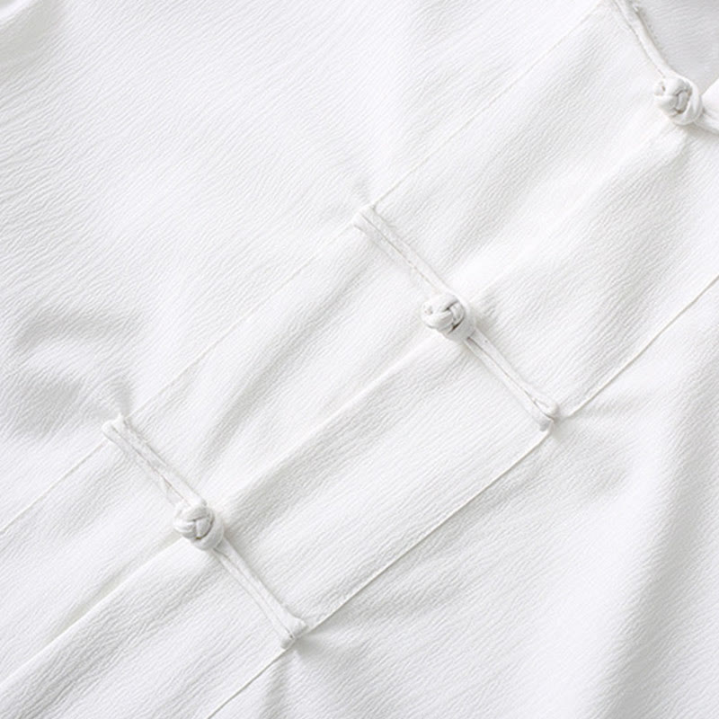 Camisa de manga corta con botones de rana y piedras de Buddha Stones Tang, pantalones de pierna ancha, traje para hombre