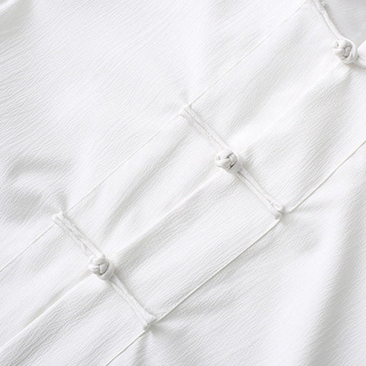 Camisa de manga corta con botones de rana y piedras de Buddha Stones Tang, pantalones de pierna ancha, traje para hombre