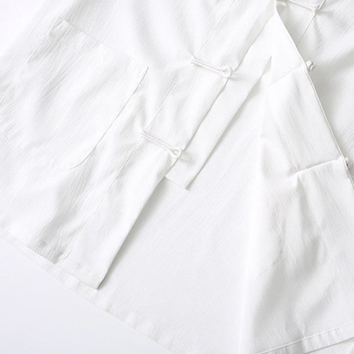 Camisa de manga corta con botones de rana y piedras de Buddha Stones Tang, pantalones de pierna ancha, traje para hombre - image 12