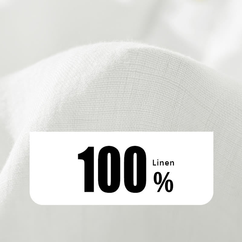 Camisa de lino para hombre, manga larga, suelta, color liso, con medio botón y Buddha Stones - image 6