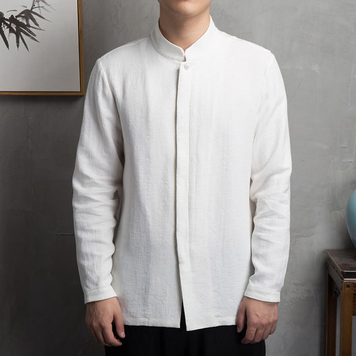 Chaqueta de traje chino Tang de color liso con Buddha Stones para hombre - Blanco - US/UK/AU42, UE 52 (4XL) - image 3