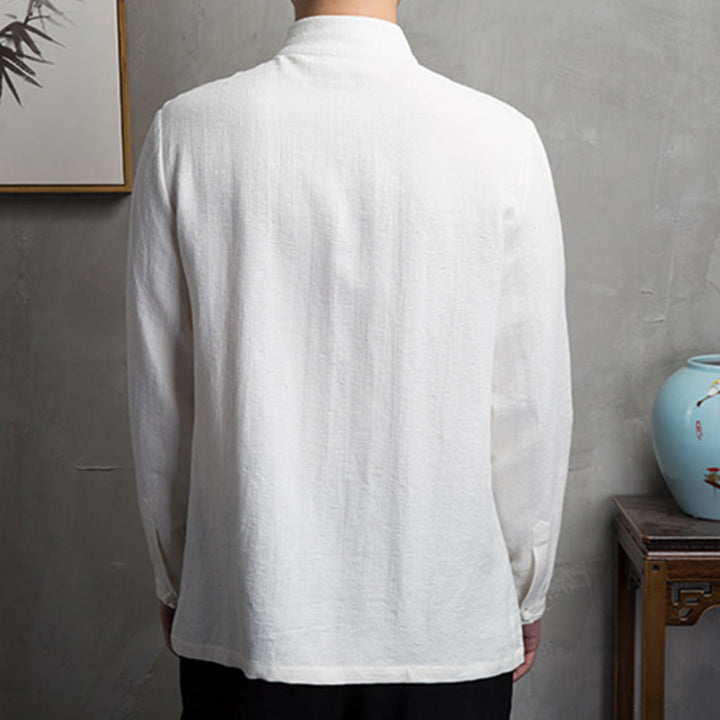 Chaqueta de traje chino Tang de color liso con Buddha Stones para hombre - image 6