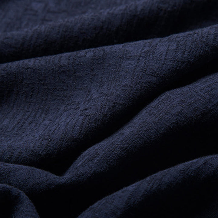 Chaqueta de lino y algodón con traje chino de color liso con Buddha Stones para hombre - image 21