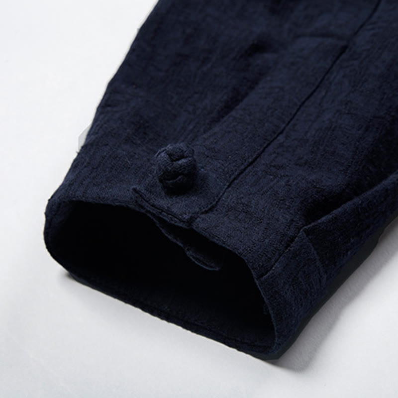 Chaqueta de traje chino Tang de color liso con Buddha Stones para hombre - image 17