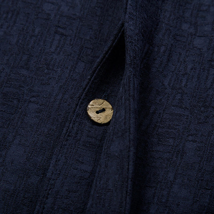 Chaqueta de lino y algodón con traje chino de color liso con Buddha Stones para hombre - image 20