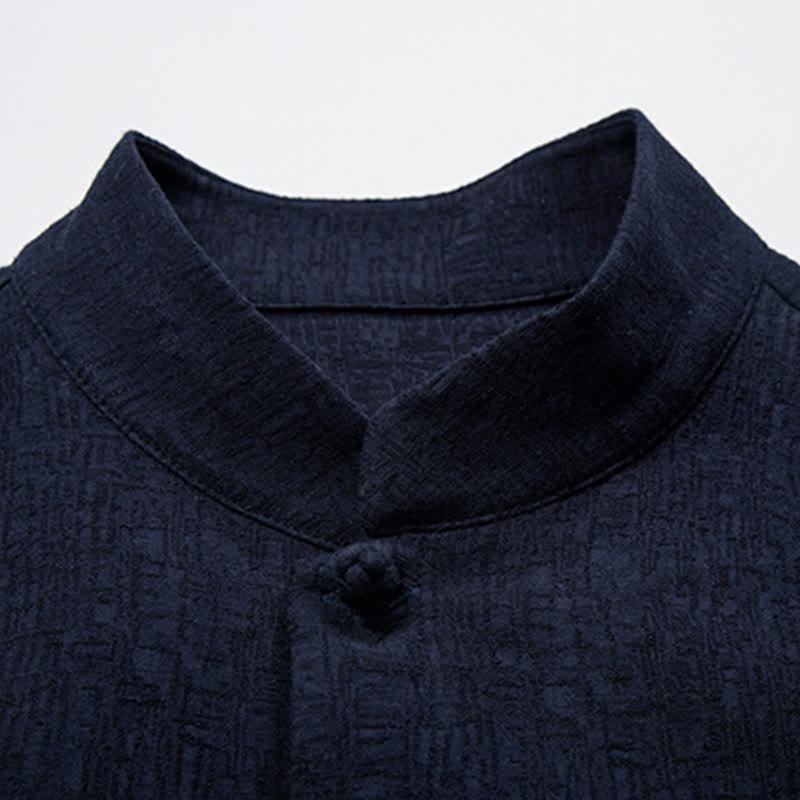 Chaqueta de traje chino Tang de color liso con Buddha Stones para hombre - image 16