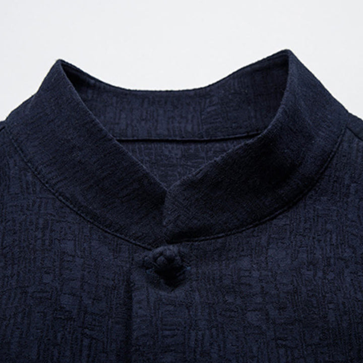 Chaqueta de traje chino Tang de color liso con Buddha Stones para hombre - image 16