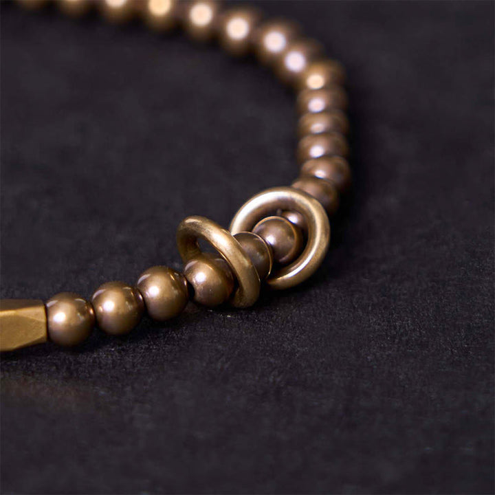 Pulsera de pareja con diseño de cuentas de cobre y latón para el cuidado personal y la riqueza de Buddha Stones - image 2