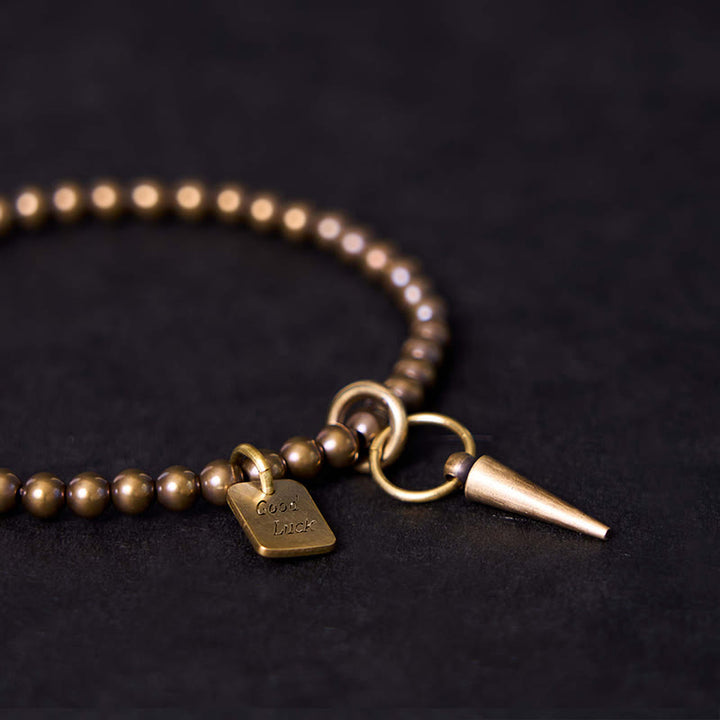 Pulsera de equilibrio de la fortuna con cuentas de latón y cobre vintage de Buddha Stones - image 7