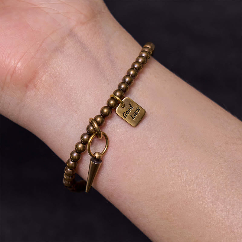 Pulsera de equilibrio de la fortuna con cuentas de latón y cobre vintage de Buddha Stones - image 8