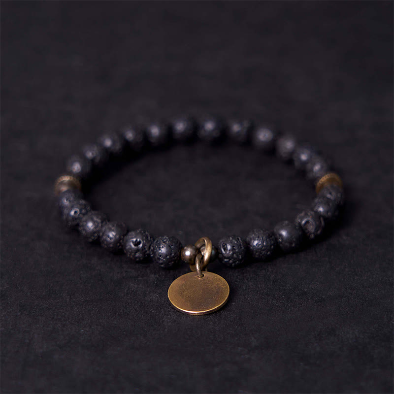 Pulsera de piedra de lava natural con Buddha Stones que proporciona calma y apoyo curativo - 20-21 cm - image 1