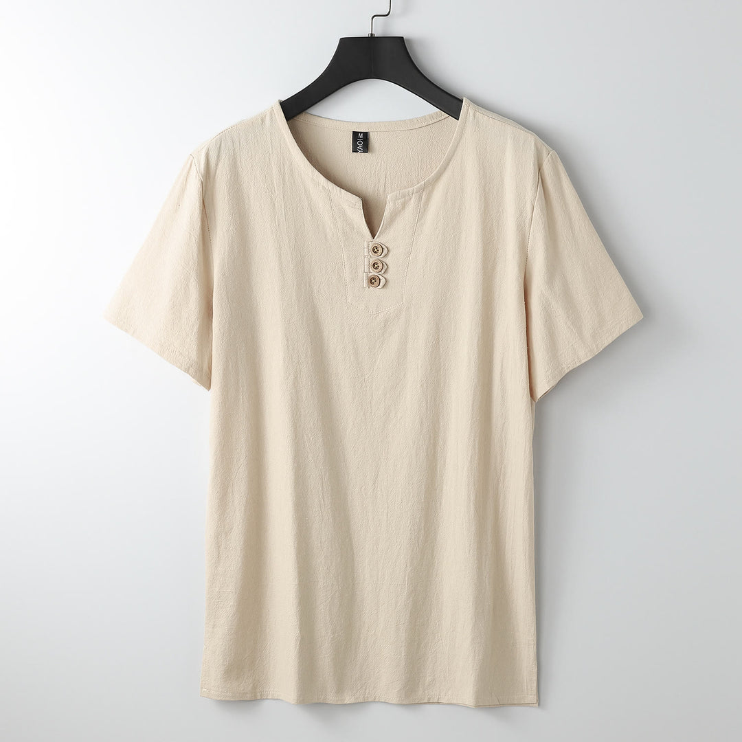 Camiseta de hombre Buddha Stones, color liso, manga corta, tres botones, cuello en V, suave. - Mocasín - US/UK/AU54, EU64 (9XL) - image 11