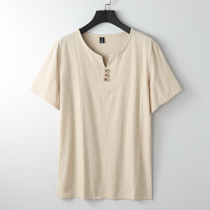 Camiseta de hombre Buddha Stones, color liso, manga corta, tres botones, cuello en V, suave. - Mocasín - US/UK/AU54, EU64 (9XL) - image 11