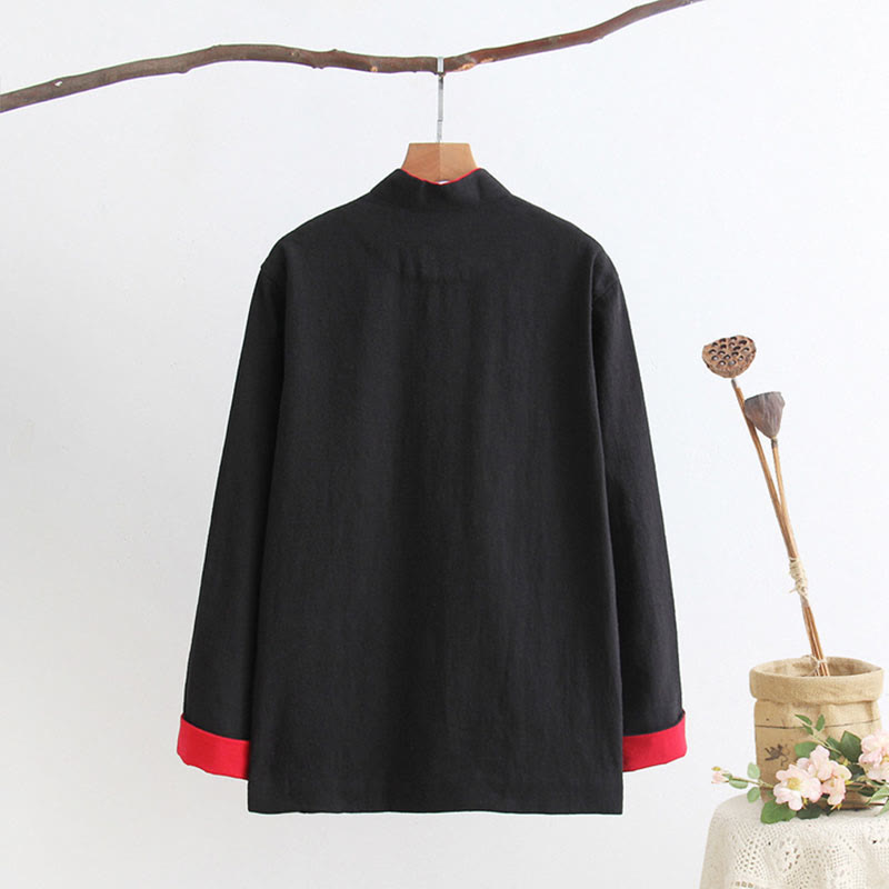 Camisa de manga larga con Buddha Stones Tang, de algodón y lino, para hombre - image 13