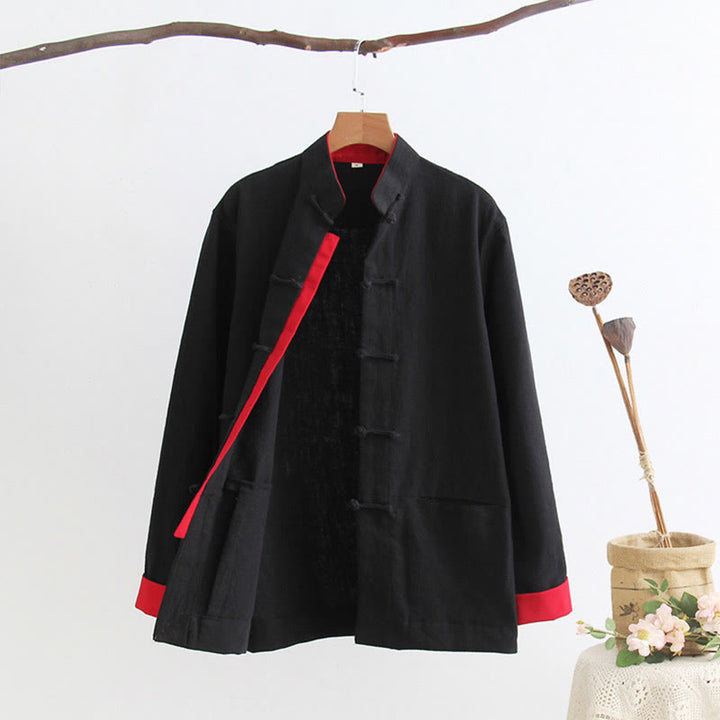 Camisa de manga larga con Buddha Stones Tang, de algodón y lino, para hombre - image 14