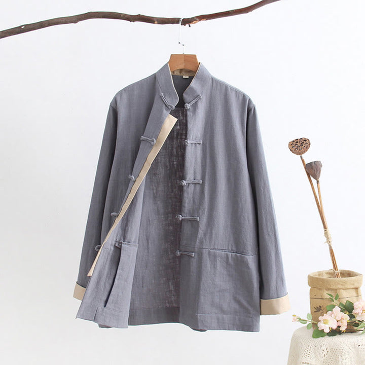 Camisa de manga larga con Buddha Stones Tang, de algodón y lino, para hombre - image 10