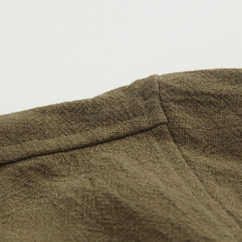 Camisa de manga larga con Buddha Stones Tang, de algodón y lino, para hombre - image 20