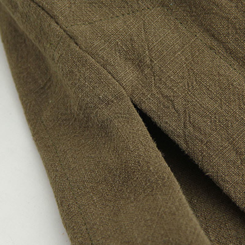 Camisa de manga larga con Buddha Stones Tang, de algodón y lino, para hombre - image 17